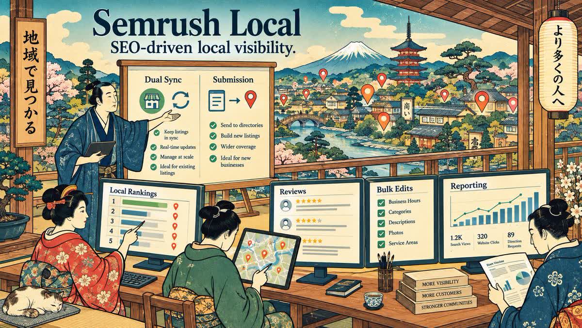 Semrush Local: listings inside Semrush SEO and local search workflows.