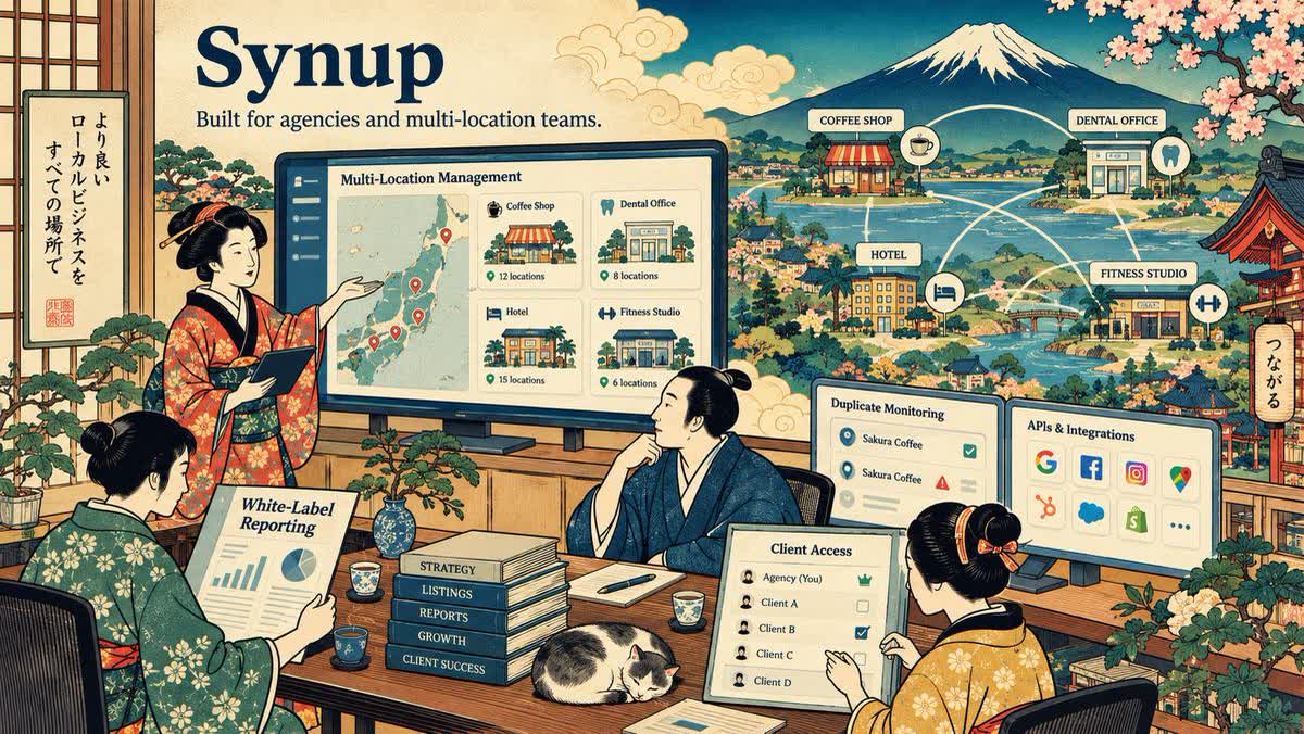 Synup: agency and mid-market listings with white-label options.