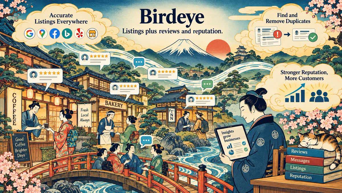 Birdeye: listings connected to reviews and reputation management.