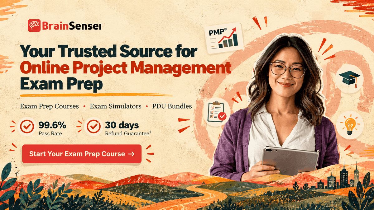Brain Sensei homepage banner, introducing the self-paced course that bundles an exam simulator.