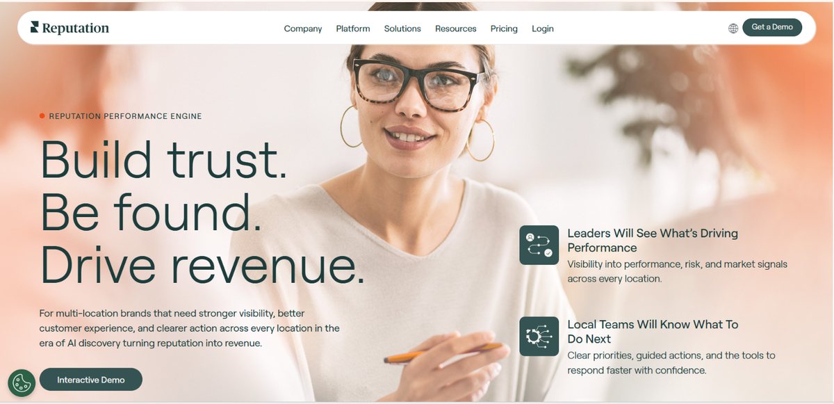 Reputation platform overview for multi-location visibility, experience insights, and guided local actions