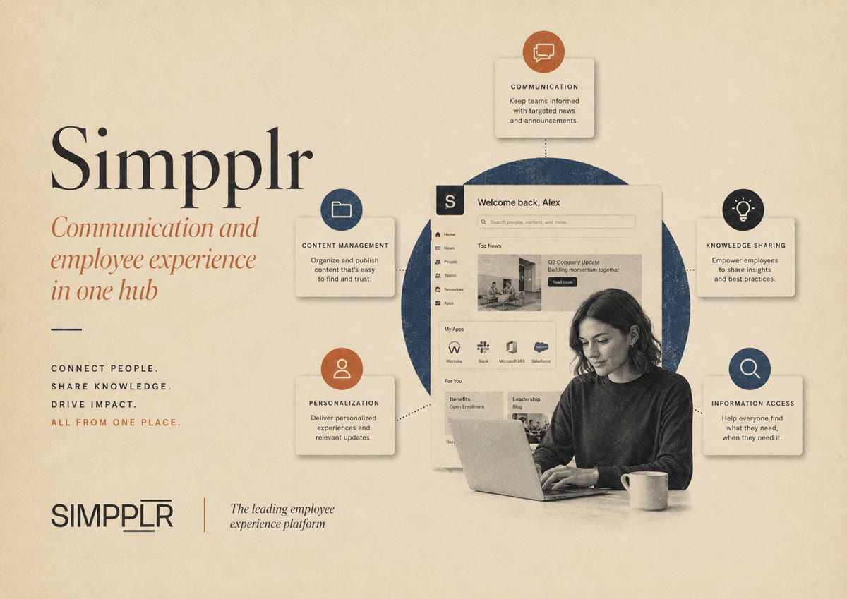 Simpplr as an employee experience hub with intranet capabilities.