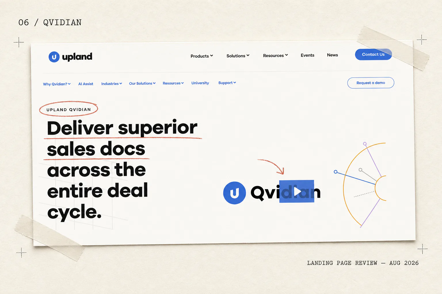 Upland Qvidian landing page for structured sales-document and RFP workflows.