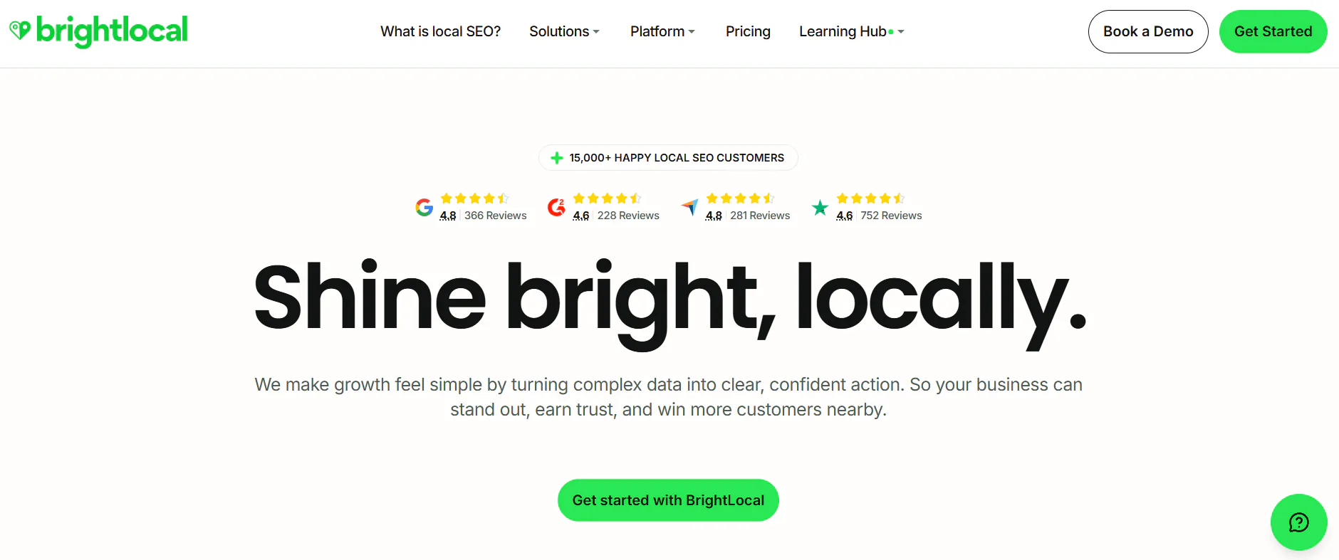 BrightLocal homepage for local SEO, citations, and listing-related workflows.
